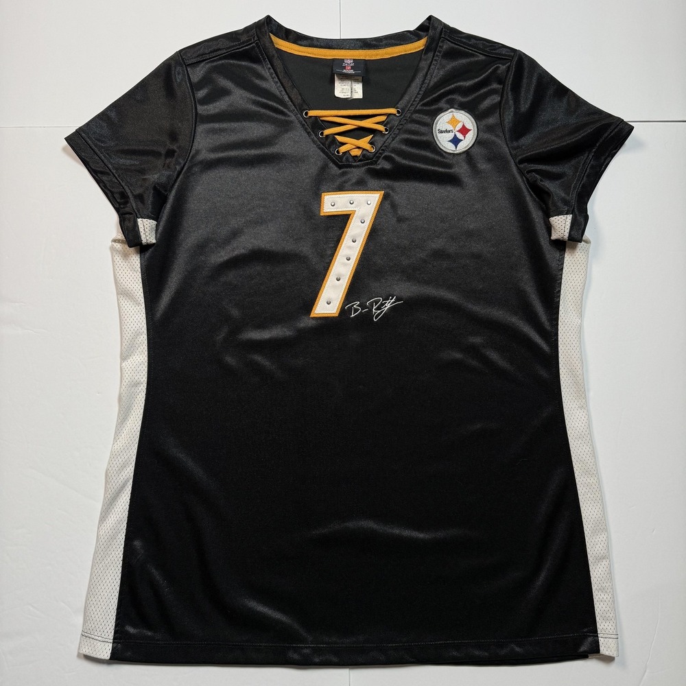 Pittsburgh‎ Steelers Shirt Womens XL Black NFL Rhinestone Ben Roethlisberger